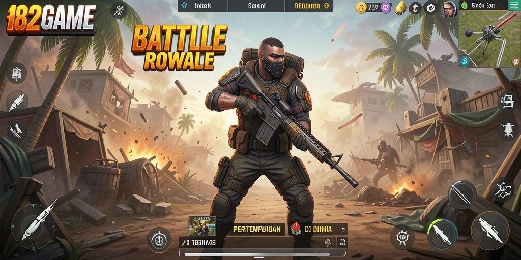 Tangkapan layar menunjukkan pertarungan intens di arena Battle Royale.