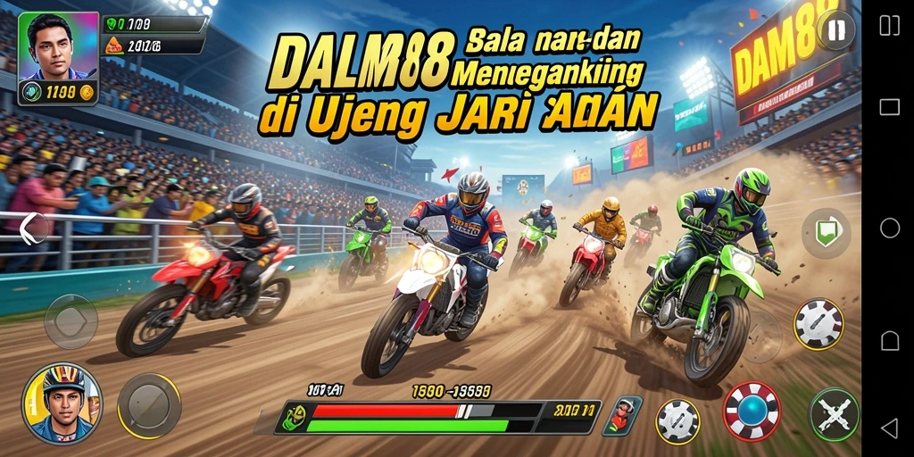 Tampilan gameplay DAM88 yang penuh aksi di lintasan balap.