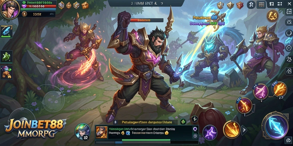 Tangkapan layar menunjukkan gameplay seru dalam dunia MMORPG JOINBET88.