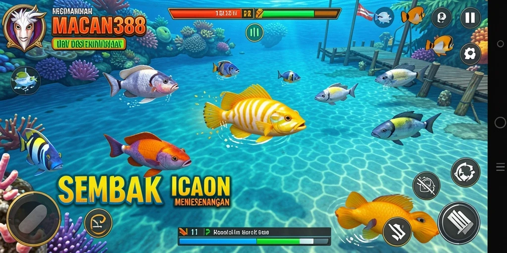 Tampilan gameplay luar biasa di <strong>MACAN388</strong> saat menembak ikan.