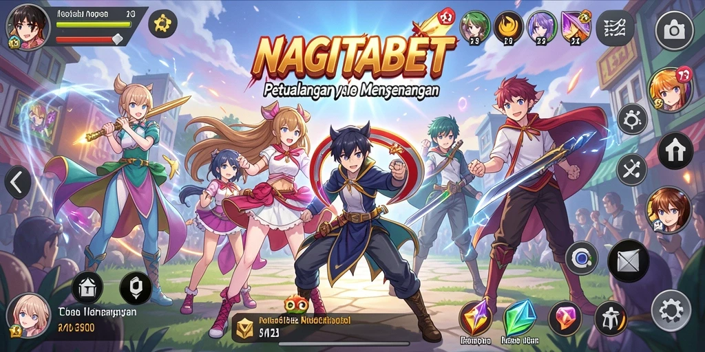 Screenshot gameplay NAGITABET menampilkan pertempuran karakter anime yang seru.