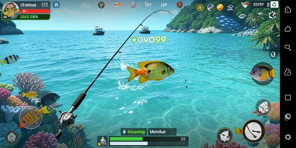 Tampilan menarik dari gameplay OVO99 dengan ikan yang siap ditangkap.