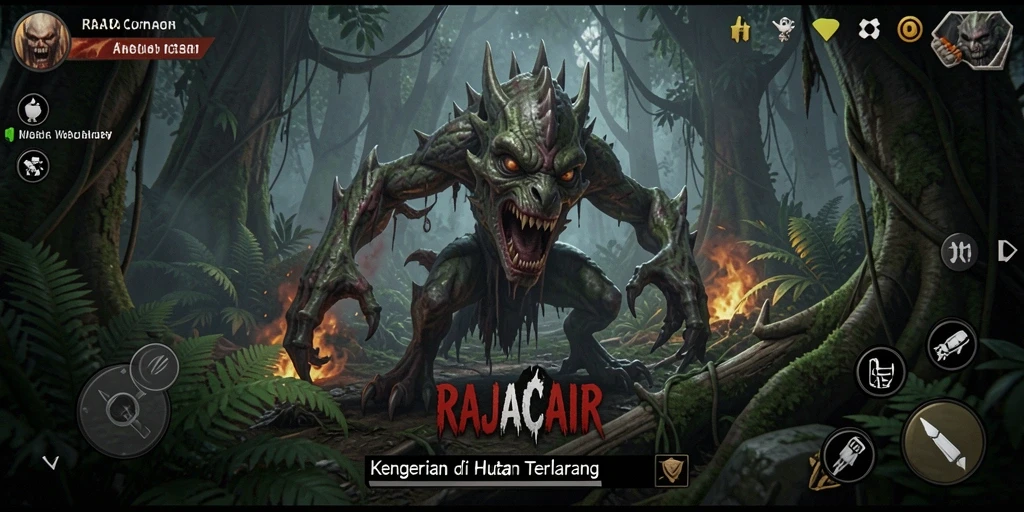 Screenshot gameplay RAJACAIR yang menunjukkan suasana menakutkan dan misterius.