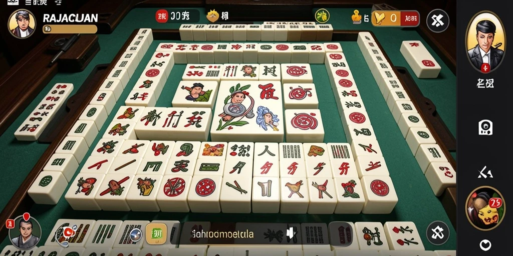 Tampilan permainan RAJACUAN dengan grafik yang memukau dan gameplay Mahjong yang menantang.
