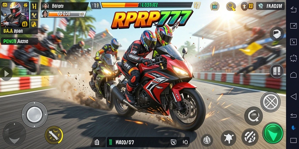 Tampilan gameplay balapan motor yang mendebarkan dan seru.