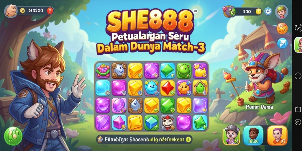 Screenshot gameplay SHE888 yang penuh warna dan menantang.