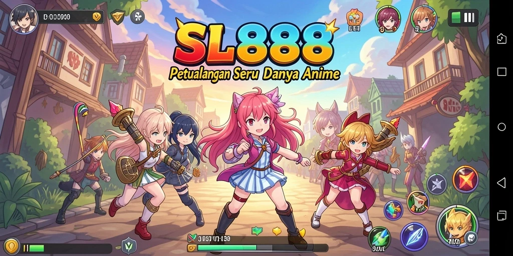 Tampilan gameplay SL888 dengan karakter Anime yang ikonik.