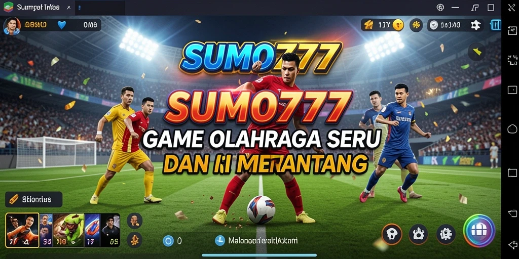 Screenshot SUMO777 menampilkan aksi seru di arena olahraga.