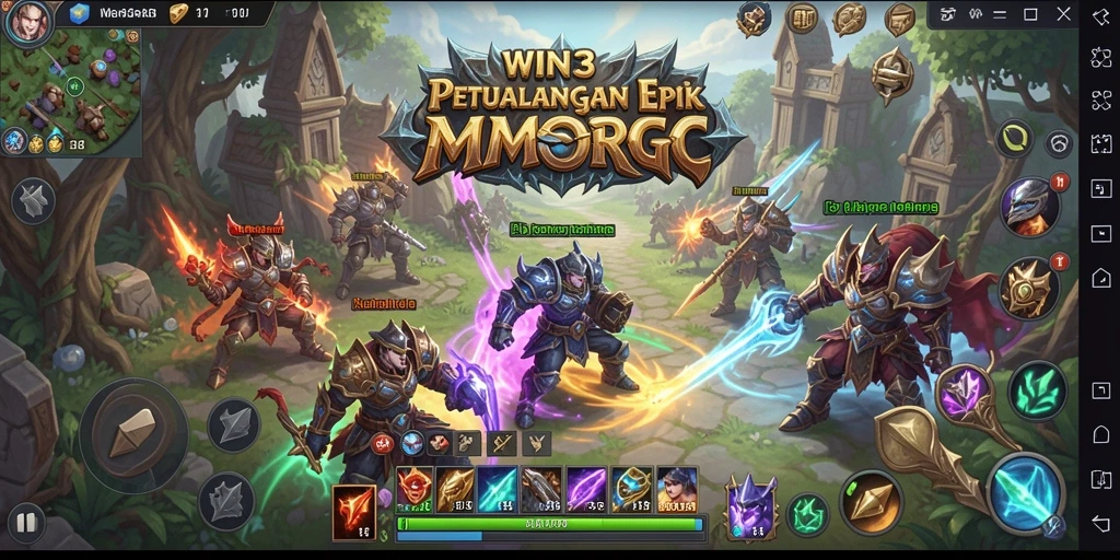 Screenshot WIN33 menampilkan aksi pertempuran mendebarkan dalam dunia MMORPG.