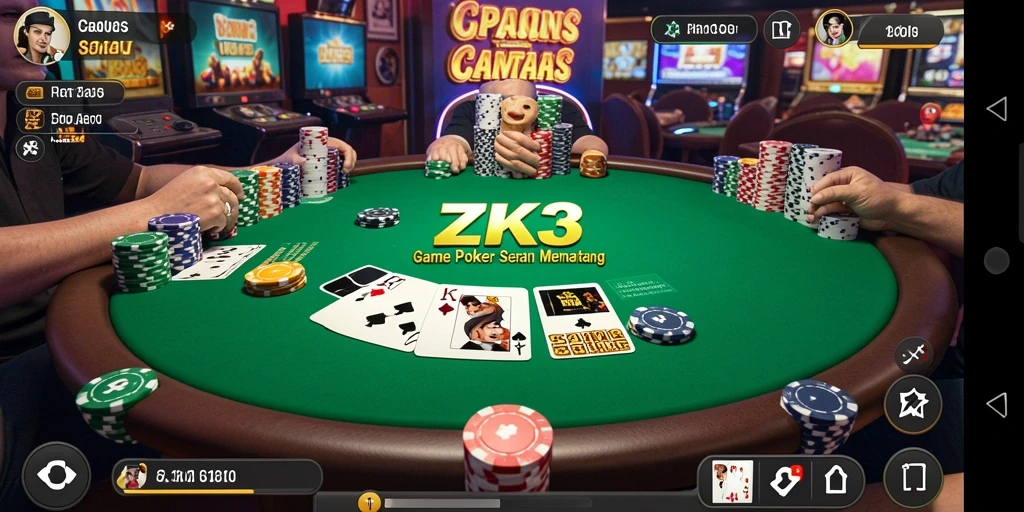 Tampilan gameplay poker seru di ZK3, siap untuk dimainkan.